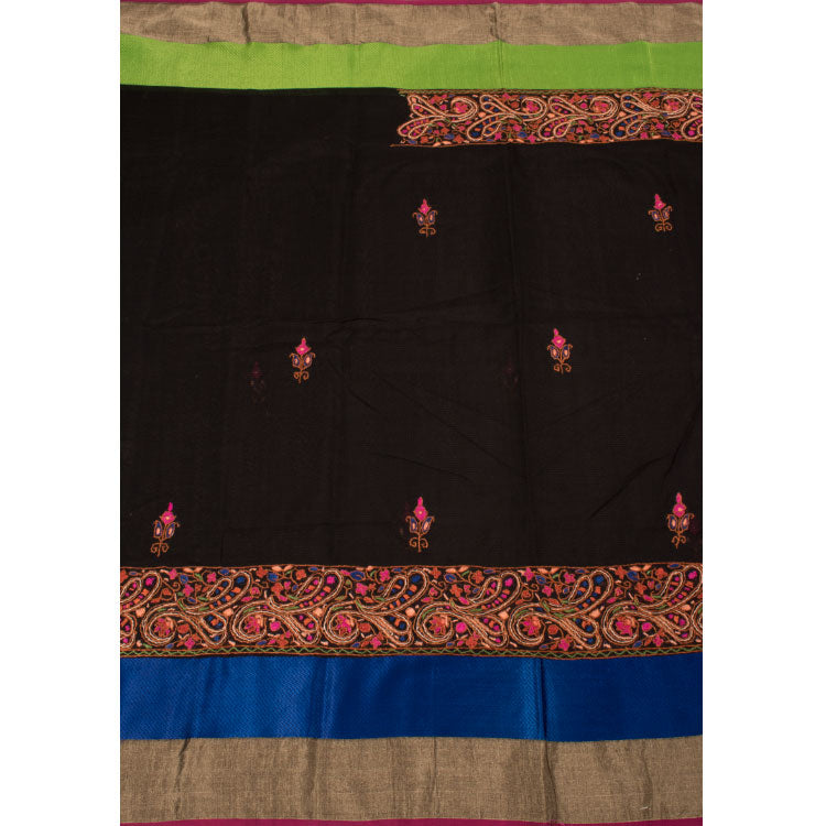 Hand Embroidered Maheshwari Silk Cotton Saree 10039954