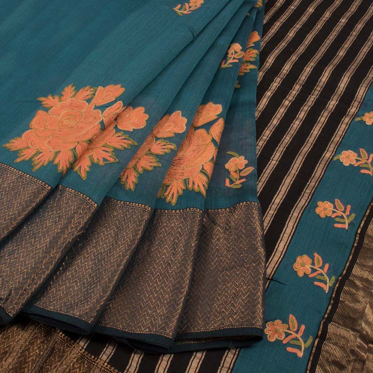 Hand Embroidered Maheshwari Silk Cotton Saree 10039957