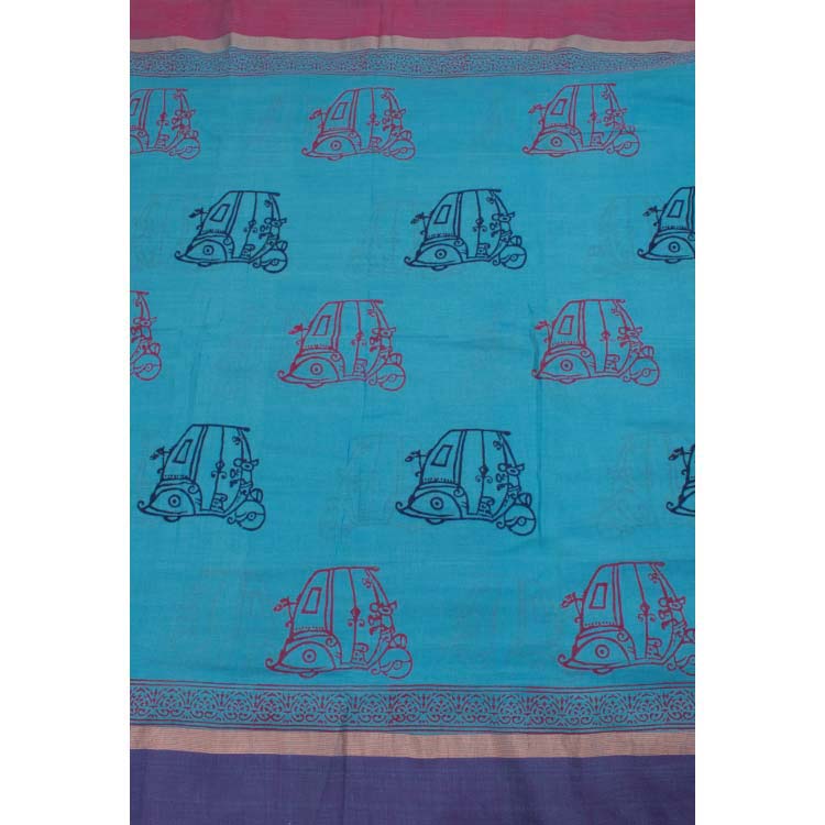 Hand Block Printed Linen Saree 10039965