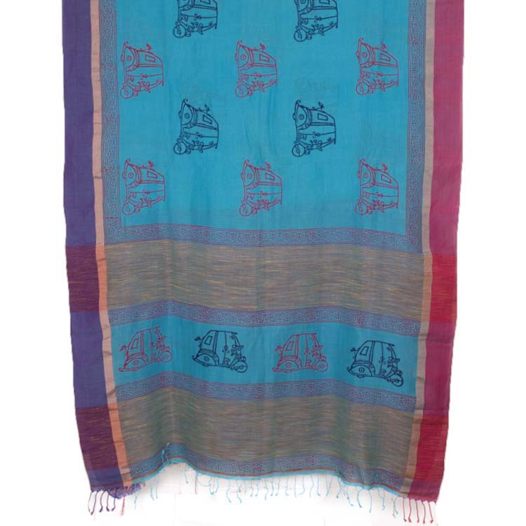 Hand Block Printed Linen Saree 10039965