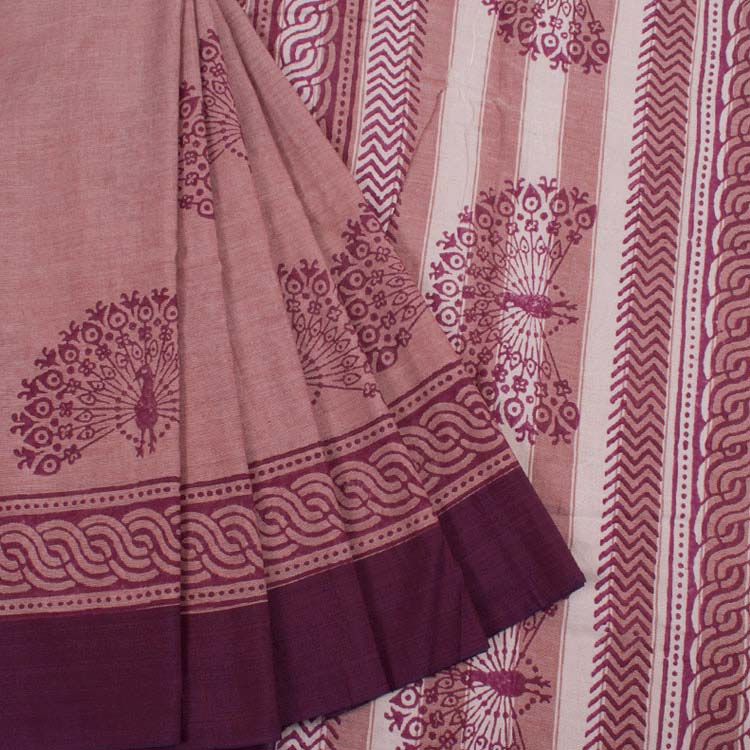 Hand Block Printed Linen Saree 10039980