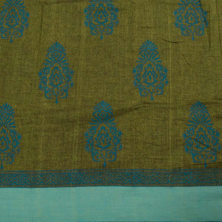 Hand Block Printed Linen Saree 10039983