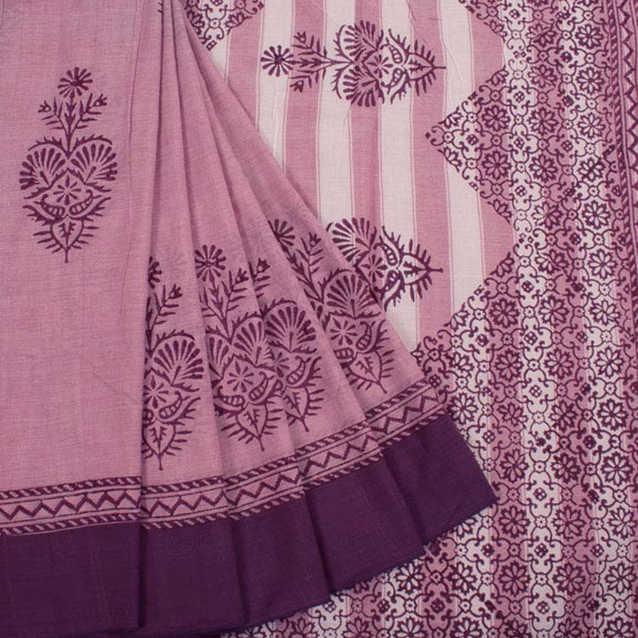 Hand Block Printed Linen Saree 10039987