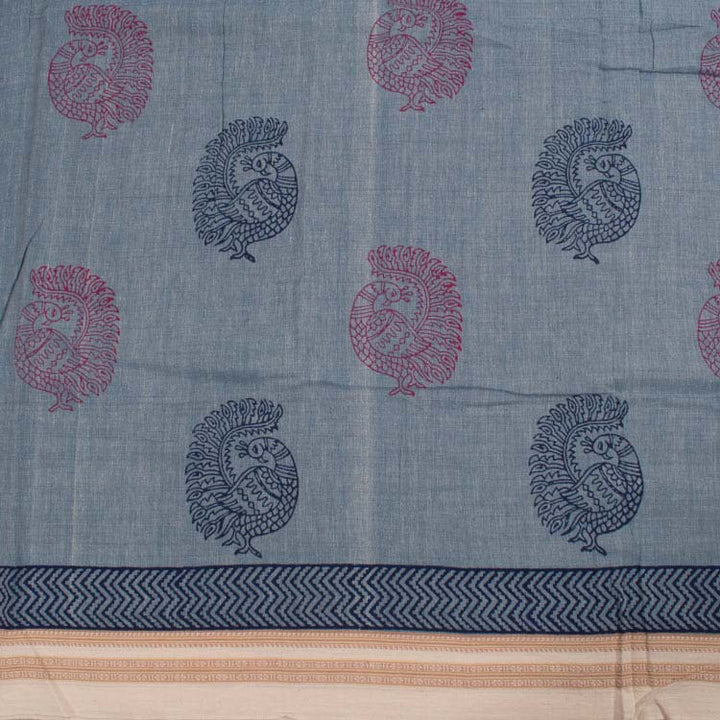 Hand Block Printed Linen Saree 10039989