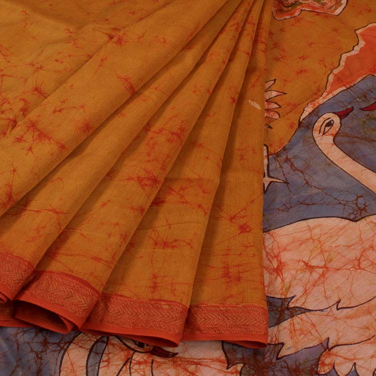 Batik Printed Silk Cotton Saree 10044687