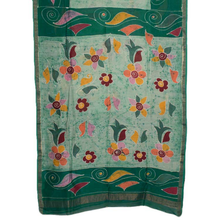 Batik Printed Silk Cotton Saree 10044693