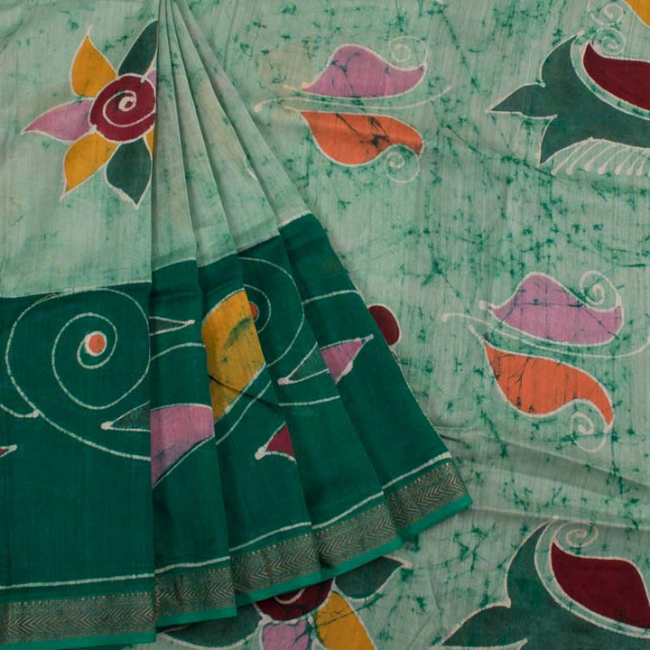 Batik Printed Silk Cotton Saree 10044693