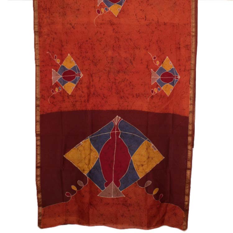 Batik Printed Silk Cotton Saree 10044696
