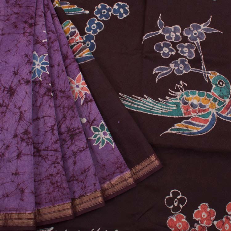 Batik Printed Silk Cotton Saree 10044703