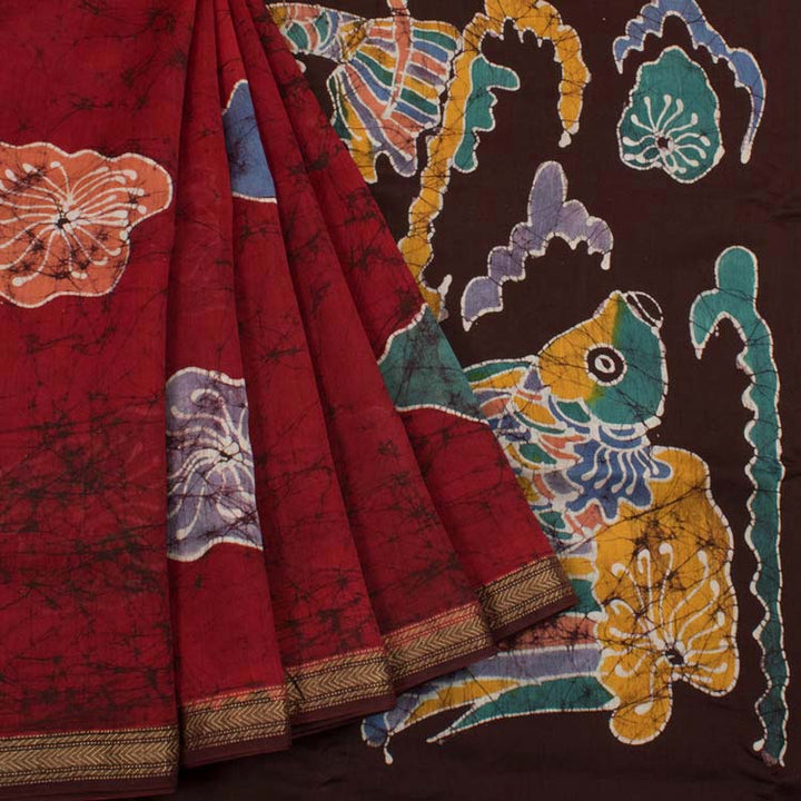 Batik Printed Silk Cotton Saree 10044709