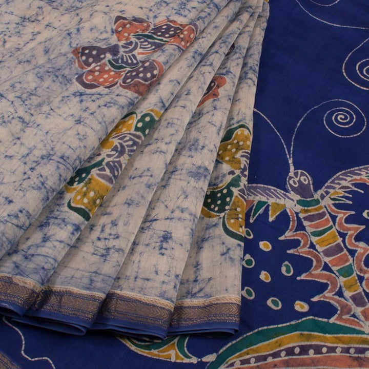 Batik Printed Silk Cotton Saree 10044710