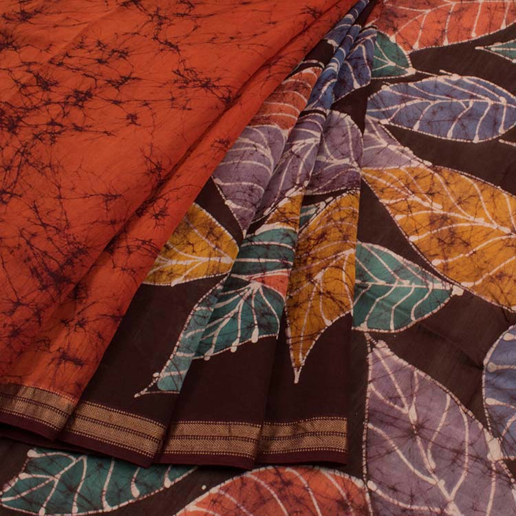 Batik Printed Silk Cotton Saree 10044713