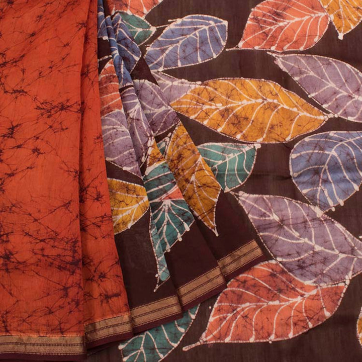 Batik Printed Silk Cotton Saree 10044713
