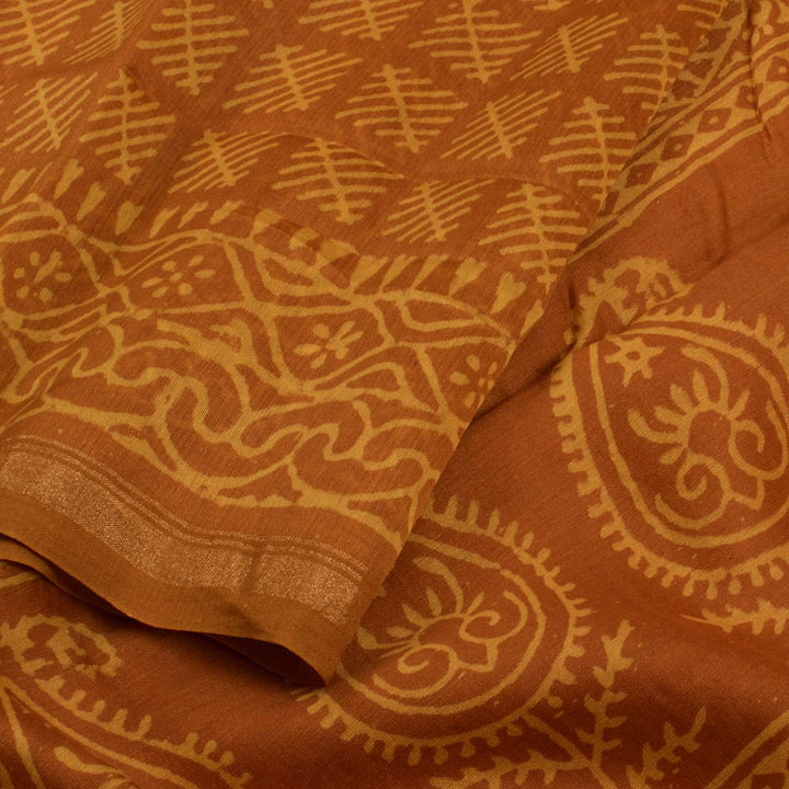 Hand Block Printed Maheshwari Silk Cotton Saree 10044787