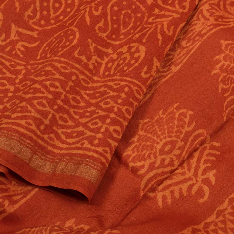 Hand Block Printed Maheshwari Silk Cotton Saree 10044791