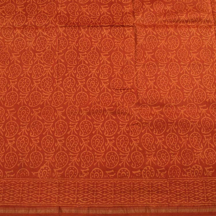 Hand Block Printed Maheshwari Silk Cotton Saree 10044791