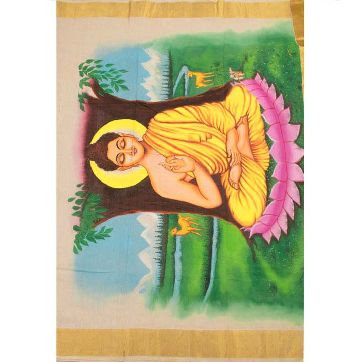 Hand Painted Kasavu Cotton Saree 10044806
