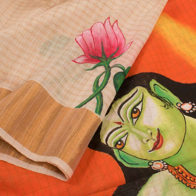 Hand Painted Kasavu Cotton Saree 10044807