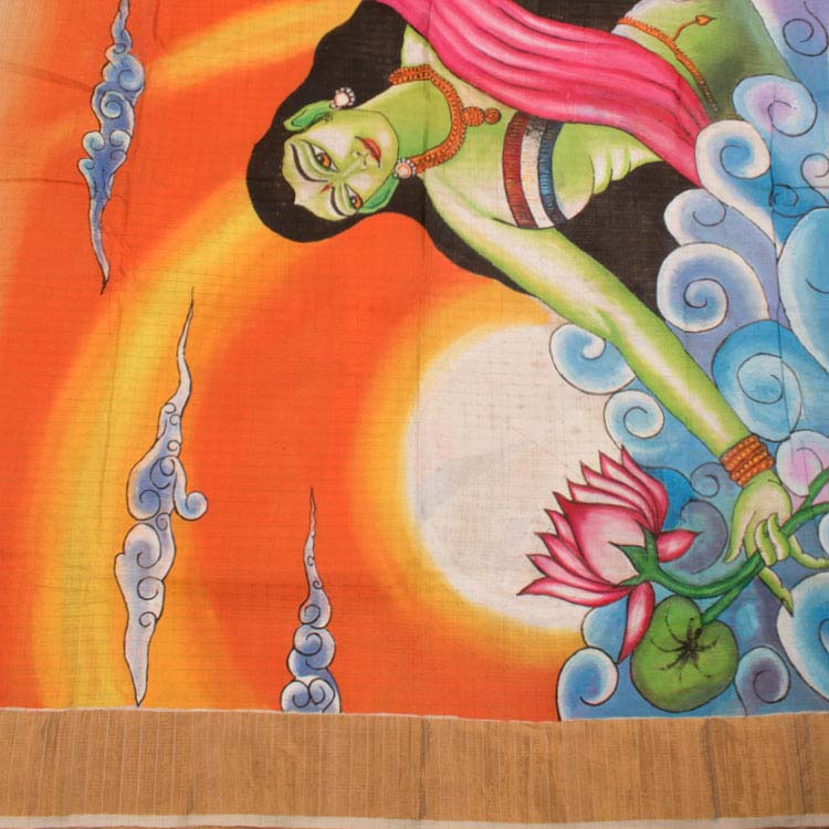 Hand Painted Kasavu Cotton Saree 10044807