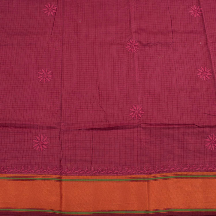 Chikankari Embroidered Maheshwari Silk Cotton Saree 10044872