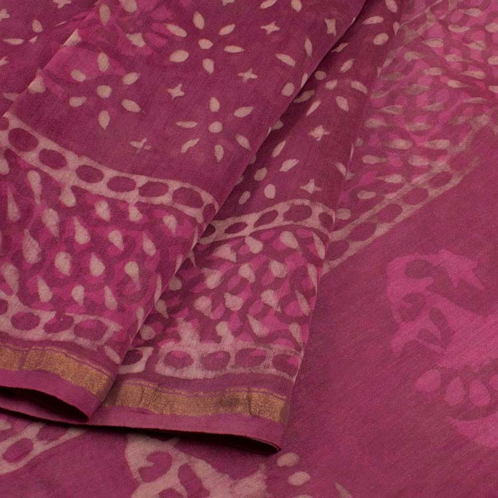 Dabu Printed Natural Dye Chanderi Silk Cotton Saree 10045186