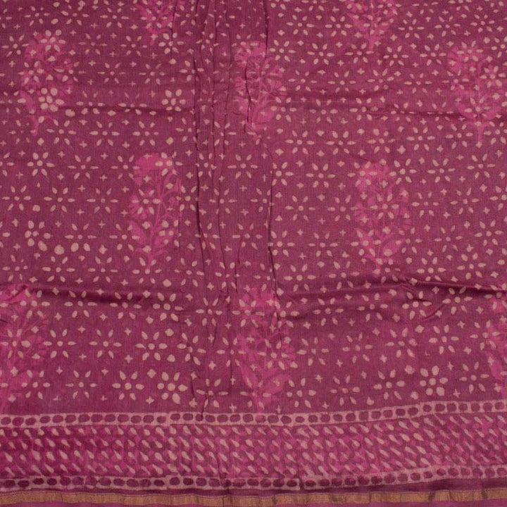 Dabu Printed Natural Dye Chanderi Silk Cotton Saree 10045186