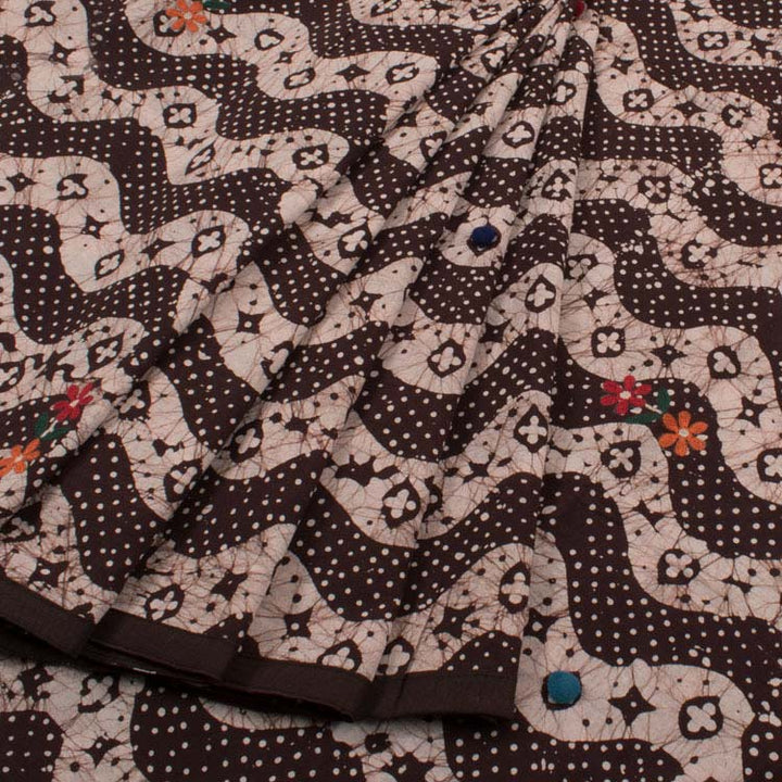 Batik Embroidered Cotton Saree 10047264
