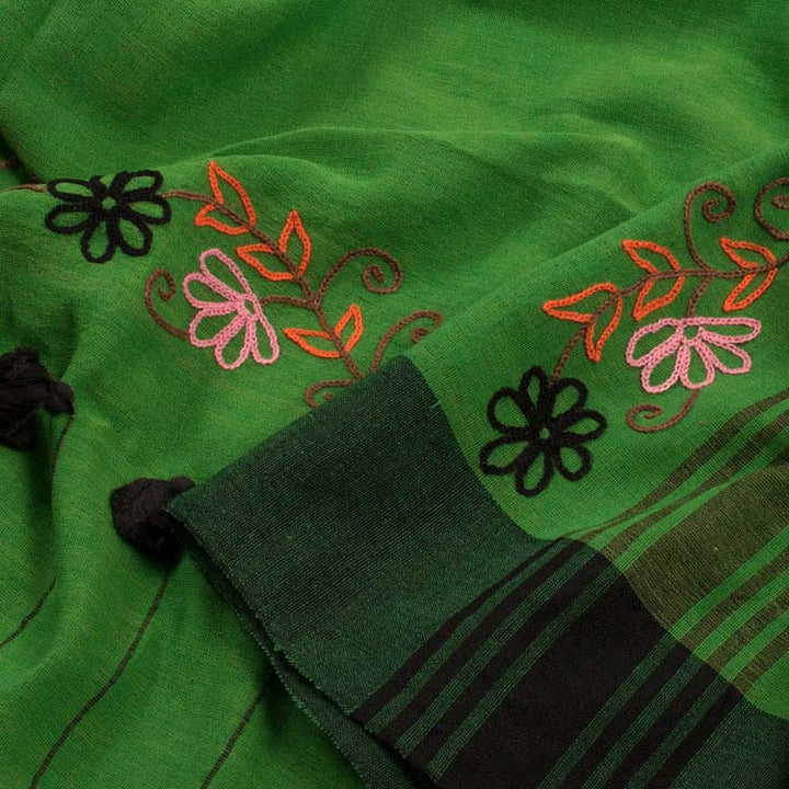 Hand Embroidered Cotton Saree 10047295
