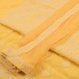 Chikankari Embroidered Cotton Salwar Suit Material 10023069