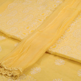 Chikankari Embroidered Cotton Salwar Suit Material 10023222