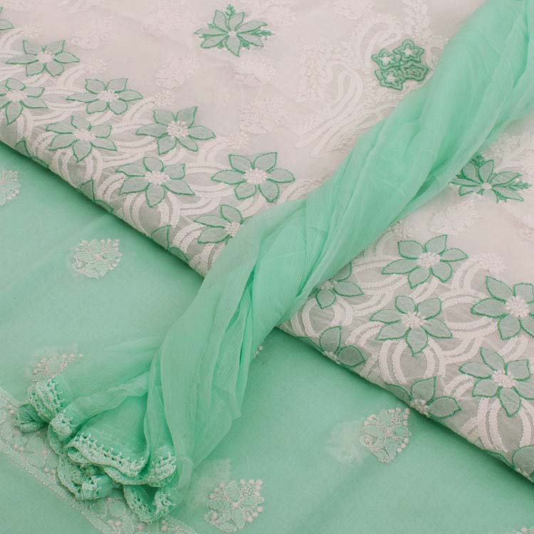 Chikankari Embroidered Cotton Salwar Suit Material 10038565