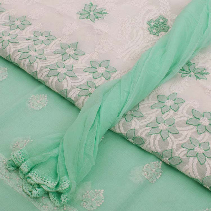 Chikankari Embroidered Cotton Salwar Suit Material 10038565