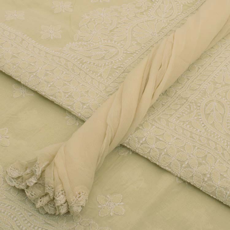 Chikankari Embroidered Cotton Salwar Suit Material 10038602