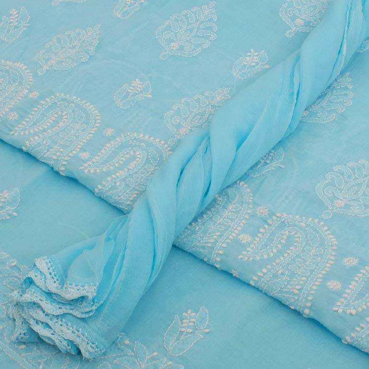 Chikankari Embroidered Cotton Salwar Suit Material 10038608