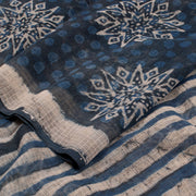Bagru Printed Indigo Kota Cotton Saree 10030869