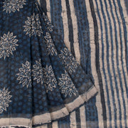 Bagru Printed Indigo Kota Cotton Saree 10030869