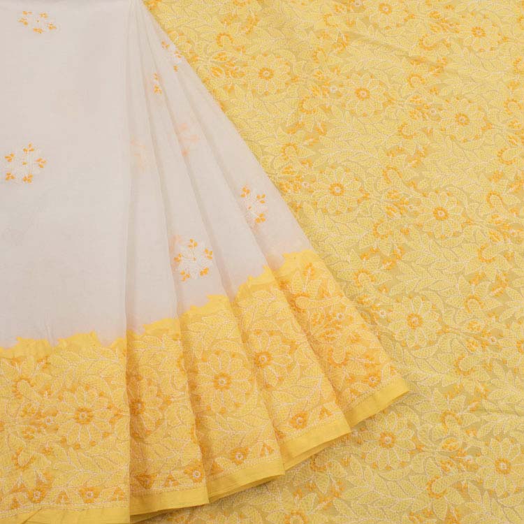 Chikankari Embroidered Cotton Saree 10038742