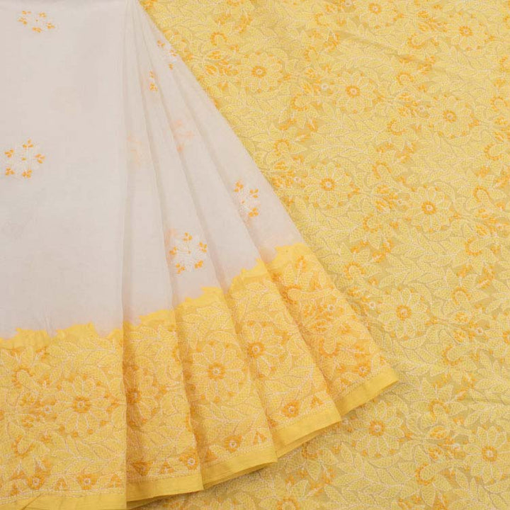 Chikankari Embroidered Cotton Saree 10038742