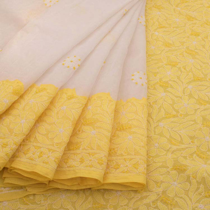 Chikankari Embroidered Cotton Saree 10038751
