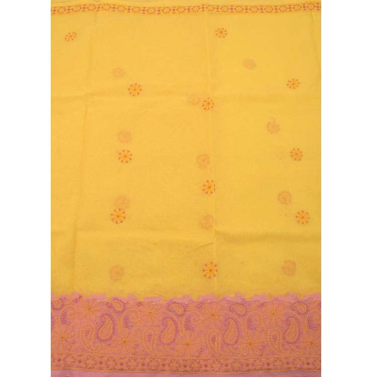 Chikankari Embroidered Cotton Saree 10038752