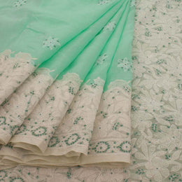 Chikankari Embroidered Cotton Saree 10038761