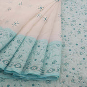 Chikankari Embroidered Cotton Saree 10038762