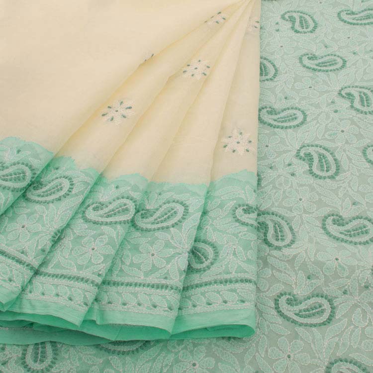 Chikankari Embroidered Cotton Saree 10038763