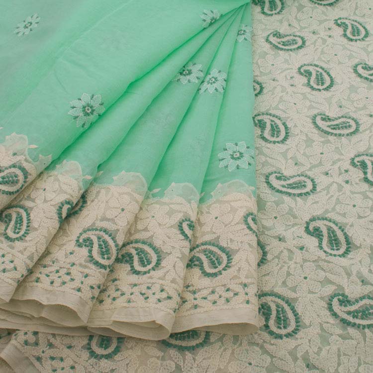 Chikankari Embroidered Cotton Saree 10038765