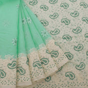 Chikankari Embroidered Cotton Saree 10038765