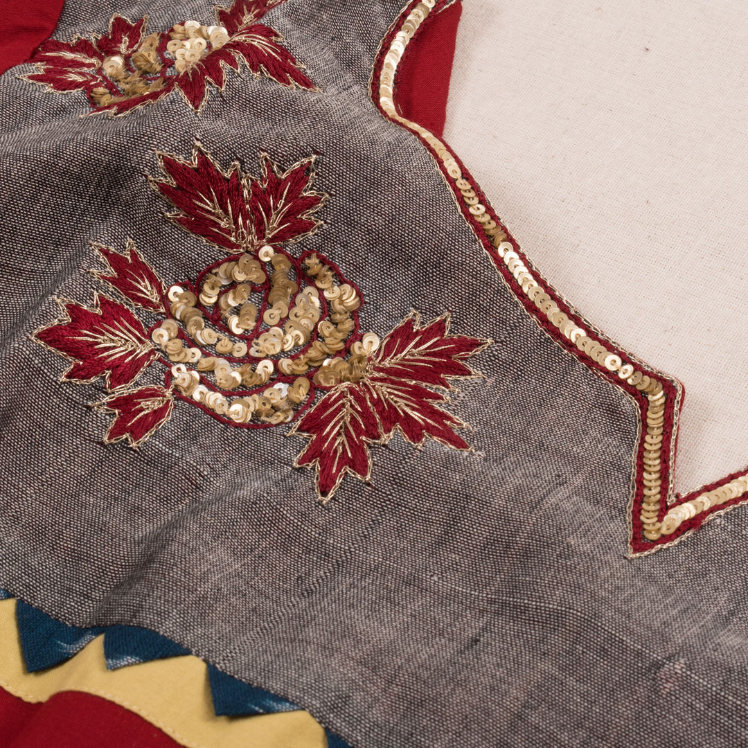 Zardosi Embroidered Cotton Kurta 10018115